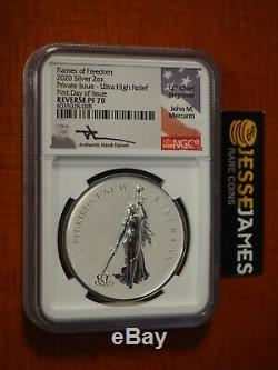 2020 Reverse Proof Silver Flames Of Freedom Ngc Pf70 Mercanti Everhart Fdi 2 Oz