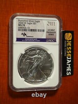 2020 W Burnished Silver Eagle Ngc Ms70 Mercanti Signed Mint Engravers Series