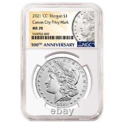 2021 $1 Morgan Silver Dollar CC Privy Mark NGC MS70 100th Anni. Label
