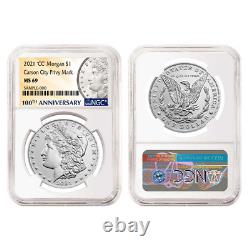 2021 $1 Morgan and Peace Silver Dollar 6pc Set NGC MS69 100th Anni. Label