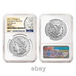 2021 $1 Morgan and Peace Silver Dollar 6pc Set NGC MS69 ER 100th Anni. Label