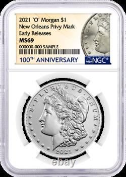 2021 $1 O Morgan Dollar Privy Mark NGC MS69 Early Releases 100th Anniversary