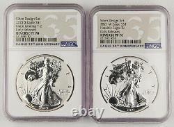 2021 $1 Reverse Proof Silver Eagle 2 Coin Designer Set NGC PF70 ER 35th Anniv