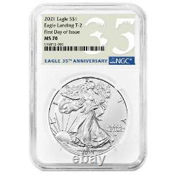 2021 $1 Type 2 American Silver Eagle NGC MS70 FDI 35th Anniversary Label