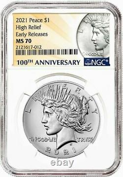 2021 1921 Peace HIGH RELIEF SILVER DOLLAR NGC MS 70 FIRST RELEASE PRE-SALE