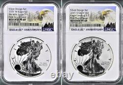 2021 2 coin reverse proof silver eagle design set w T1 and s T2 ngc rp 69 fdoi