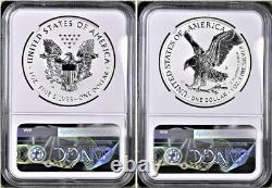 2021 2 coin reverse proof silver eagle design set w T1 and s T2 ngc rp 69 fdoi