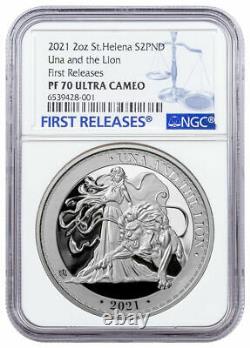 2021 2 oz Silver Proof Una & The Lion NGC PF70 First Release Ultra Cameo