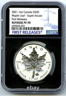 2021 $20 Canada 1 Oz Silver Super Incuse Maple Leaf Ngc Pf70 Reverse Proof Fs