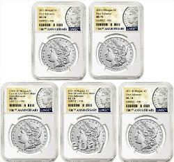2021 5 Coin Morgan Silver Dollar Set, Ngc Ms70 First Releases, Rare