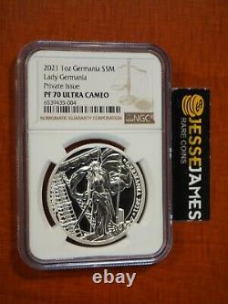 2021 5 Mark Proof Silver Lady Germania Ngc Pf70 Ultra Cameo Private Issue