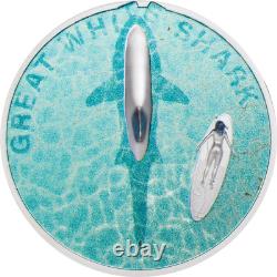 2021 $5 Palau Great White Shark High Relief 1oz. 999 Silver Proof Coin NGC PF70