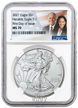 2021 American Silver Eagle T-1 NGC MS70 FDI Biden/Harris Label