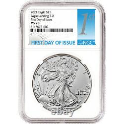 2021 American Silver Eagle Type 2 NGC MS70 First Day of Issue 1st Label