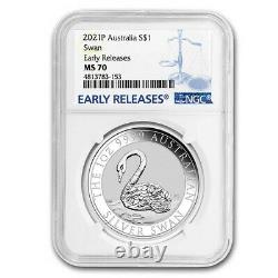 2021 Australia 1 oz Silver Swan MS-70 NGC (ER) SKU#227387