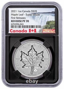 2021 Canada 1 oz Silver Maple Leaf Super Incuse Reverse $20 Coin NGC PF70 FR BC