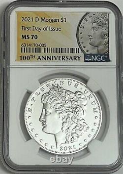 2021 D $1 Morgan Silver Dollar Ngc Ms70 First Day Of Issue Fdi In Stock Fdoi