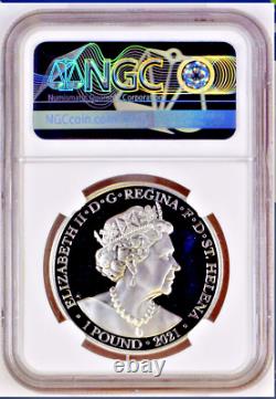 2021 Gilt St. Helena Napoleon's Angel 1 oz Silver £1 First Rel NGC PF69 UC