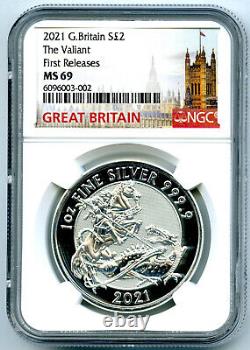 2021 Great Britain 1oz. 9999 Silver Valiant Dragon Ngc Ms69 First Releases