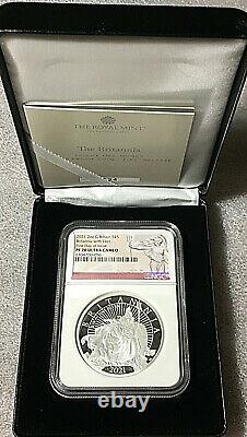 2021 Great Britain £5 BRITANNIA WITH LION 2 Oz Silver Proof NGC PF70 FDOI