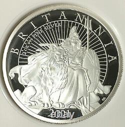 2021 Great Britain £5 BRITANNIA WITH LION 2 Oz Silver Proof NGC PF70 FDOI