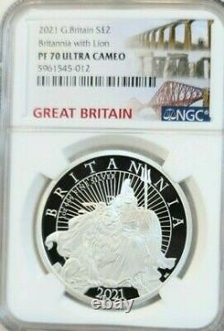 2021 Great Britain Silver 2 Pounds Britannia Ngc Pf 70 Ultra Cameo Perfection