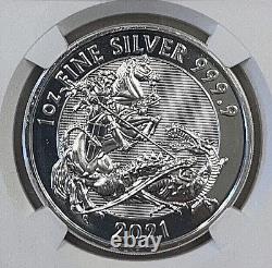 2021 Great Britain UK VALIANT DRAGON. 9999 Silver NGC MS70 FIRST RELEASES