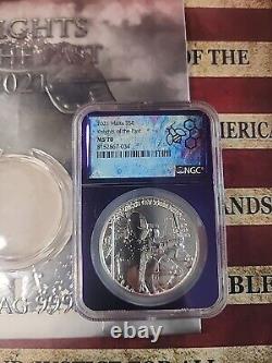 2021 Malta Knights of the Past 1 oz. 9999 Silver Coin NGC MS70 PURPLE CORE