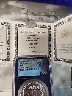 2021 Malta Knights of the Past 1 oz. 9999 Silver Coin NGC MS70 PURPLE CORE