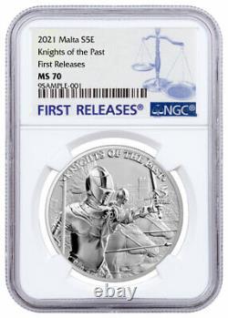 2021 Malta Knights of the Past 1 oz Silver 5 Coin NGC MS70 FR