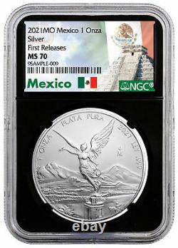 2021 Mo Mexico 1 oz Silver Libertad Onza Coin NGC MS70 Black Core FR Exclusive