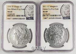 2021 Morgan (CC S D O P) & Peace Silver Dollar 6 Coin Centennial Set NGC MS69 BU