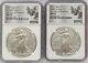 2021 NGC American Silver Eagle Type 1+2 T2 First/T1 Last Day Production Set MS70