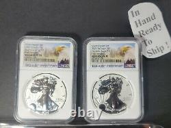 2021 NGC PF70 FR American Eagle Silver Reverse Proof 2pc Designer Set Mountains&