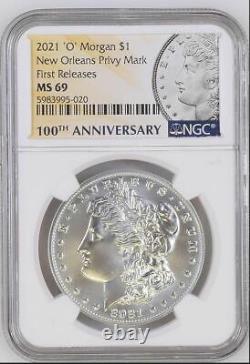 2021 O Morgan NGC MS69 FR New Orleans with OGP and COA 100th anniversary label