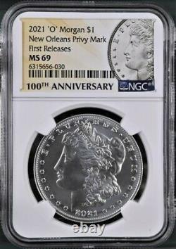 2021 O (privy Mark) Morgan Silver Dollar, Ngc Ms 69 First Release, In Hand