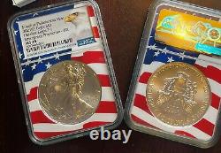 2021 (P) Emergency Heraldic Silver Eagle NGC MS 70 Flag Core First Day of Issue