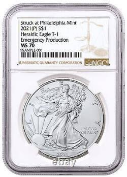 2021(P) Silver Eagle Struck Philadelphia Emergency Type 1 NGC MS70 Brown Label