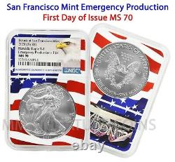 2021 (S) $1 American Silver Eagle NGC MS70 Emergency FDOI Flag Core