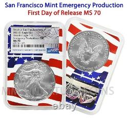 2021 (S) $1 American Silver Eagle NGC MS70 Emergency FDOR Flag Core IN HAND