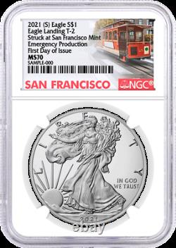 2021 (S) $1 Silver Eagle Type 2 Struck at San Francisco Emergency NGC MS70 FDOI