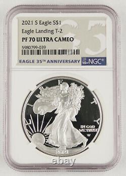 2021 S American 1 Oz Silver Eagle Proof $1 Coin Type 2 NGC PF70 35th Anniversary