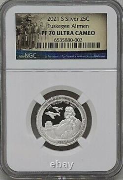 2021 S Silver Quarter Set NGC PF 70 UC Tuskegee & Crossing Delaware