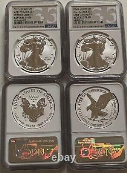 2021 S W REVERSE PROOF SILVER AMERICAN EAGLE two coin DESIGNER SET NGC PF 69