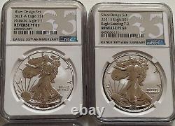 2021 S W REVERSE PROOF SILVER AMERICAN EAGLE two coin DESIGNER SET NGC PF 69