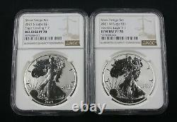 2021 S & W Silver Eagle Reverse Proof Silver Design 2 Coin Set Ngc Pf 70