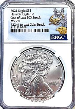2021 Silver Eagle $1 Type 1 AT DUSK & AT DAWN #232 To Last Coin Struck NGC MS70
