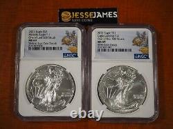 2021 Silver Eagle Ngc Ms69 Dusk And At Dawn 50th Coin Struck Type 1 & 2 Set