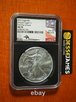 2021 Silver Eagle Ngc Ms70 John Mercanti Signed First Day Of Issue Fdi Type 1