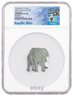 2021 Solomon Islands Animals of Africa Series Elephant 1 oz Silver NGC Rev PF70